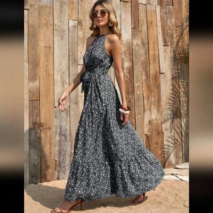 Women's Halter Neck Floral Print Dress